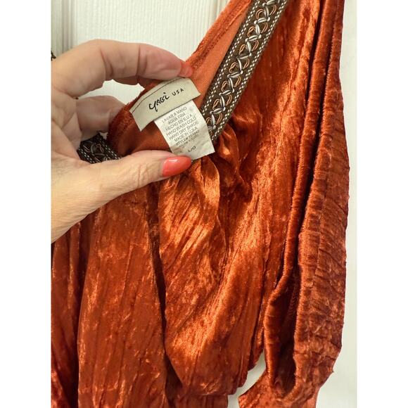 Yagi Large Velvet Velour Fairy Whimsical Witchy Punk Blouse Y2K orange blouse - Picture 6 of 8